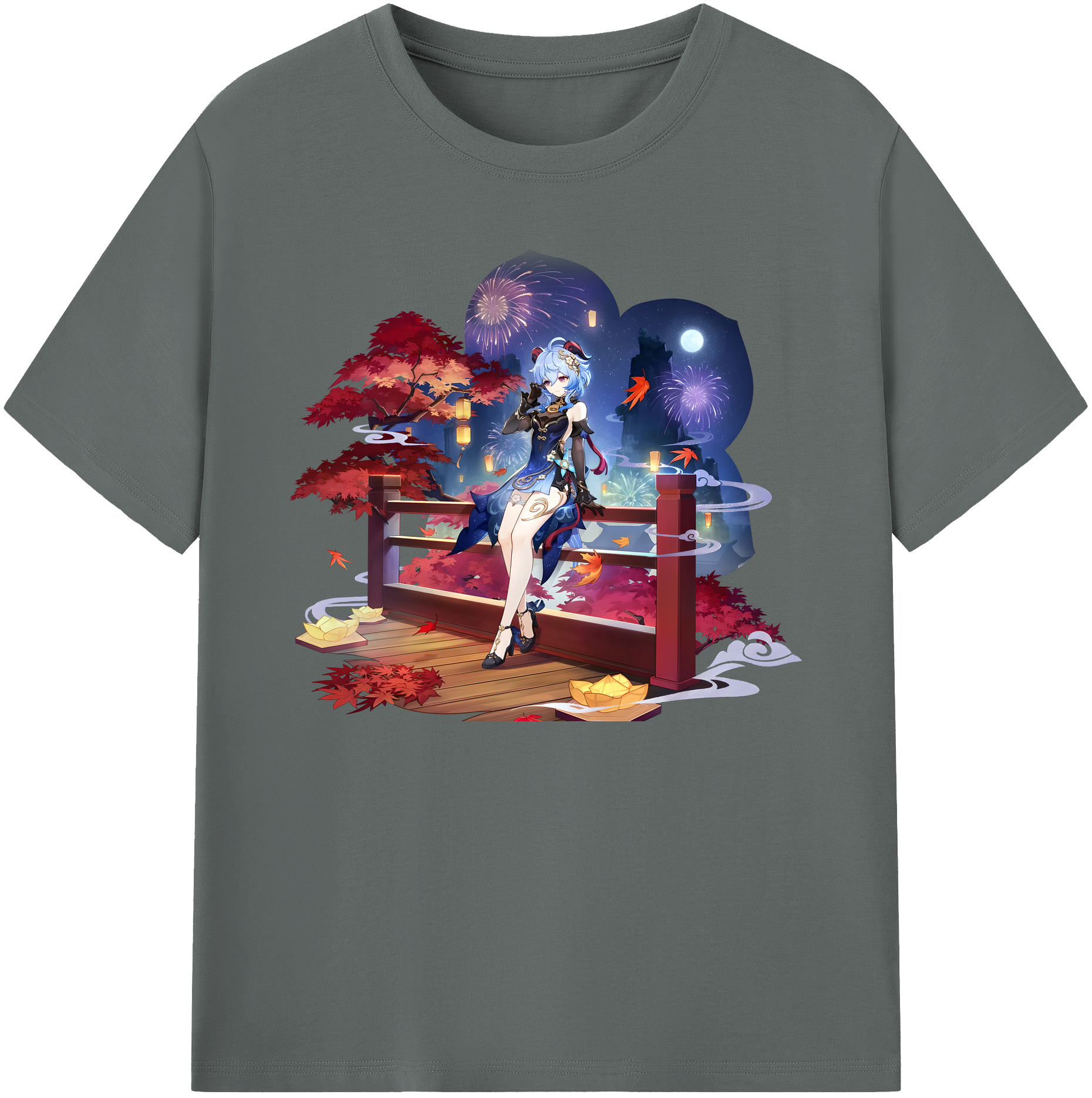 げんし神 甘雨 かんう genshin Ganyu 綿100％ メンズ半袖Tシャツ｜肌触りやわらか＆通気性